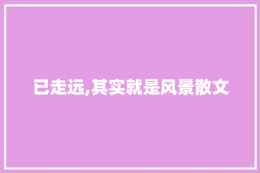 已走远,其实就是风景散文 写作社区
