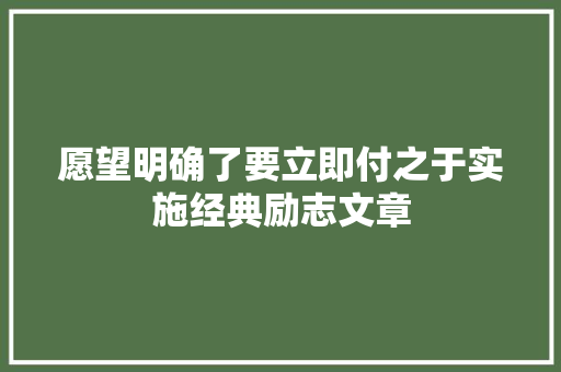 愿望明确了要立即付之于实施经典励志文章 写作素材