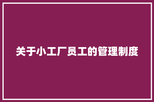 关于小工厂员工的管理制度 报告写作