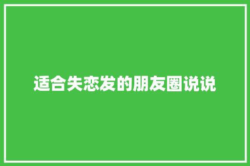 适合失恋发的朋友圈说说