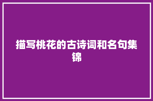 描写桃花的古诗词和名句集锦