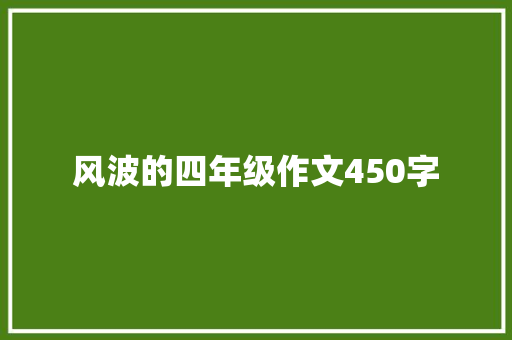 风波的四年级作文450字