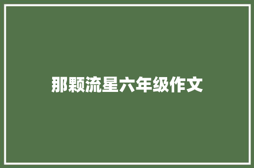 那颗流星六年级作文 简历模板