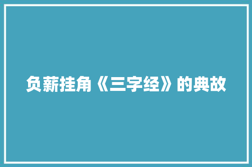 负薪挂角《三字经》的典故 范文赏析