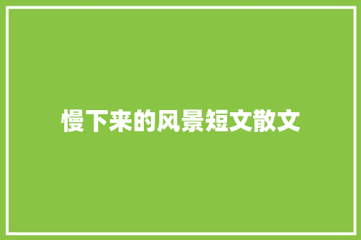 慢下来的风景短文散文