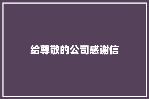 给尊敬的公司感谢信 商业文案