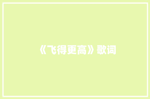 《飞得更高》歌词