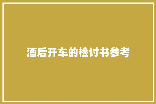 酒后开车的检讨书参考