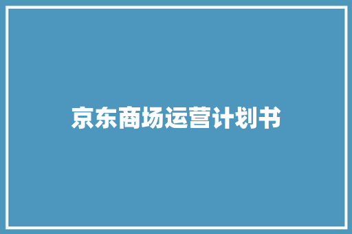 京东商场运营计划书
