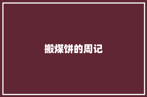 搬煤饼的周记