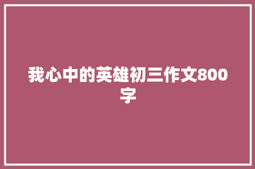 我心中的英雄初三作文800字