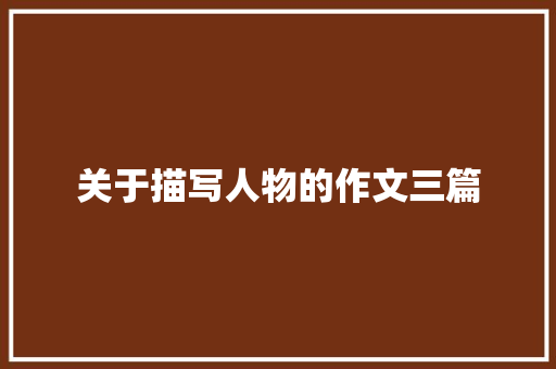关于描写人物的作文三篇
