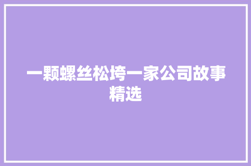 一颗螺丝松垮一家公司故事精选 简历模板
