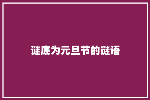 谜底为元旦节的谜语 写作素材