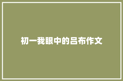 初一我眼中的吕布作文 写作素材