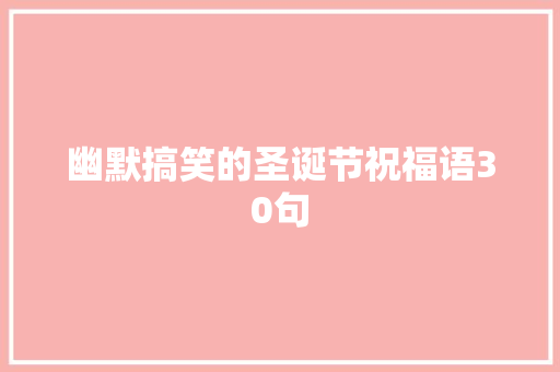 幽默搞笑的圣诞节祝福语30句 报告写作