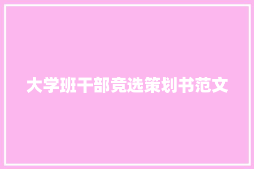 大学班干部竞选策划书范文