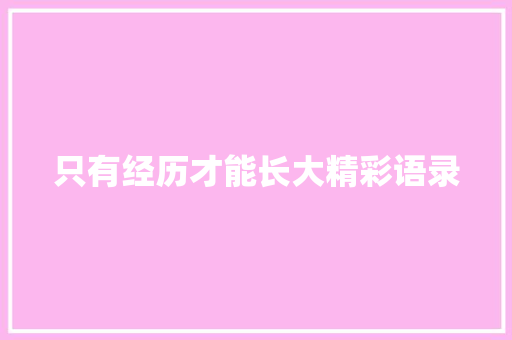 只有经历才能长大精彩语录 简历模板