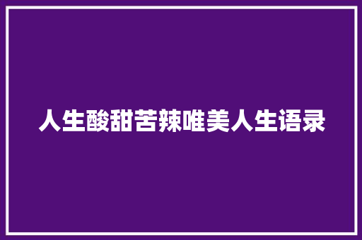 人生酸甜苦辣唯美人生语录 简历模板