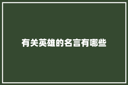 有关英雄的名言有哪些