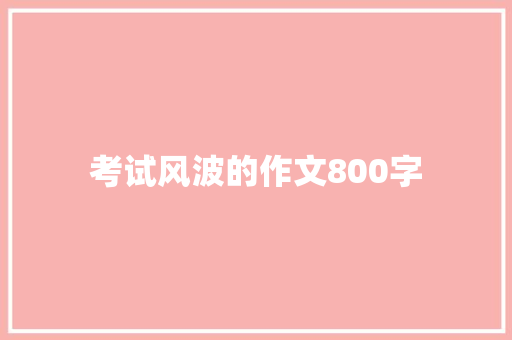 考试风波的作文800字 商业文案