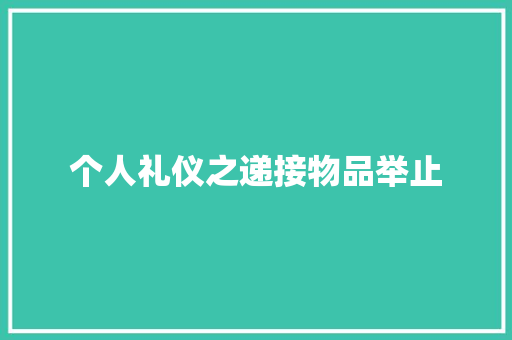个人礼仪之递接物品举止