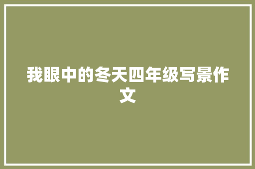 我眼中的冬天四年级写景作文 写作技巧