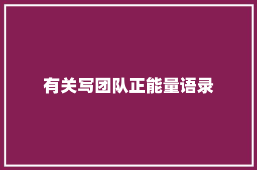 有关写团队正能量语录 词汇积累