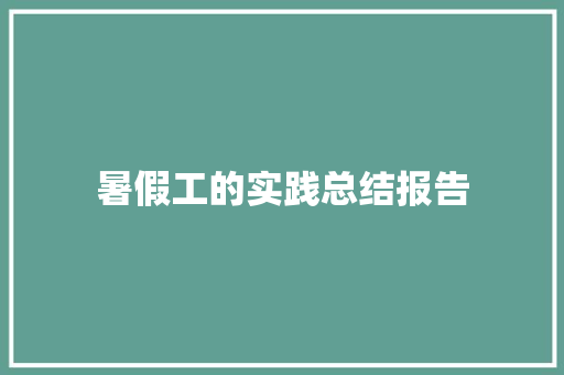暑假工的实践总结报告 报告写作