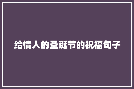 给情人的圣诞节的祝福句子 报告写作