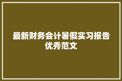 最新财务会计暑假实习报告优秀范文 报告写作