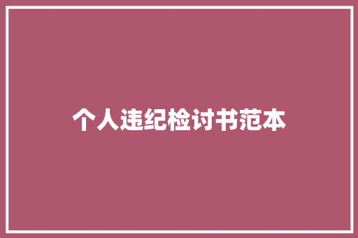 个人违纪检讨书范本 简历模板