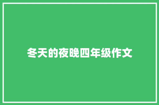 冬天的夜晚四年级作文