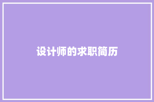 设计师的求职简历 简历模板