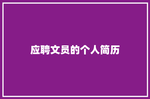 应聘文员的个人简历 报告写作