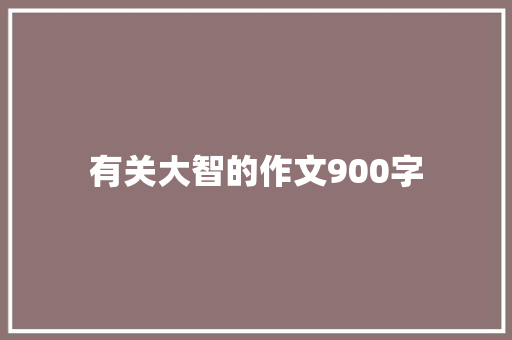 有关大智的作文900字