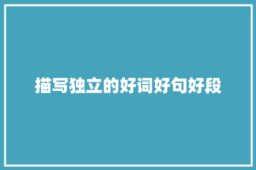 描写独立的好词好句好段 简历模板