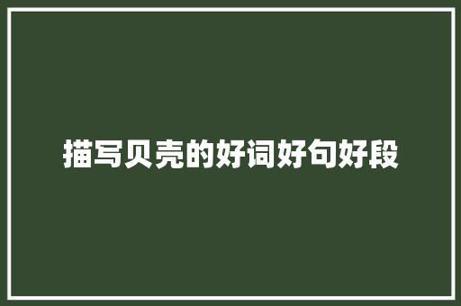 描写贝壳的好词好句好段 简历模板