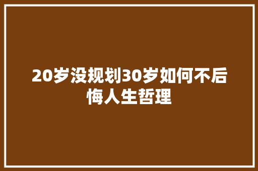 20岁没规划30岁如何不后悔人生哲理 商业文案