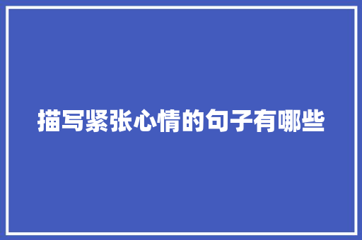 描写紧张心情的句子有哪些 商业文案
