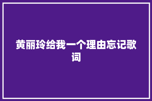 黄丽玲给我一个理由忘记歌词