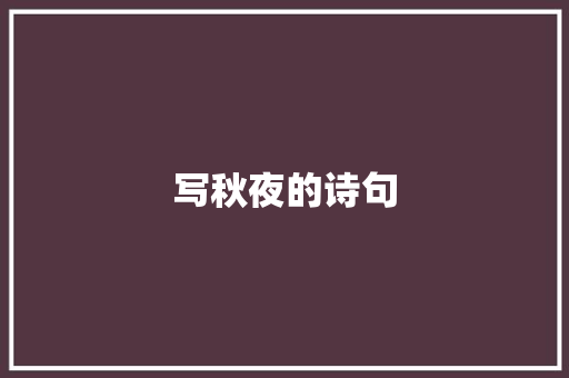 写秋夜的诗句