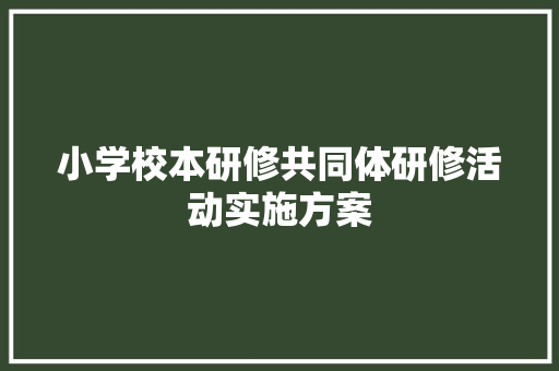 小学校本研修共同体研修活动实施方案 写作社区