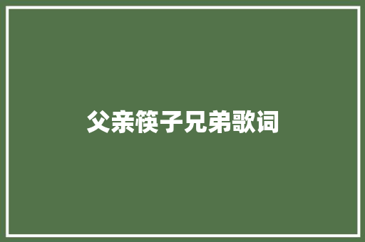父亲筷子兄弟歌词 写作社区
