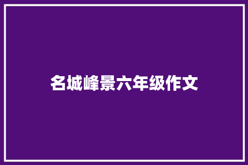 名城峰景六年级作文 写作技巧