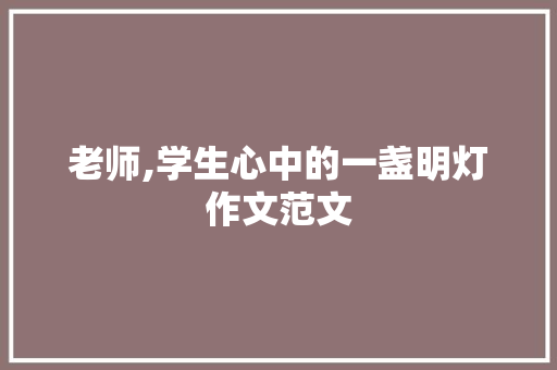 老师,学生心中的一盏明灯作文范文 写作技巧