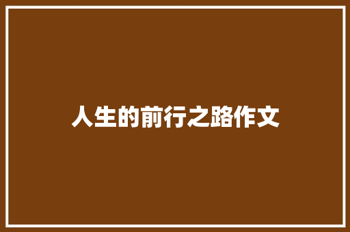 人生的前行之路作文