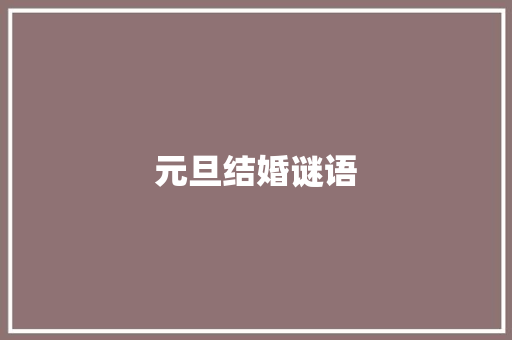 元旦结婚谜语 写作素材