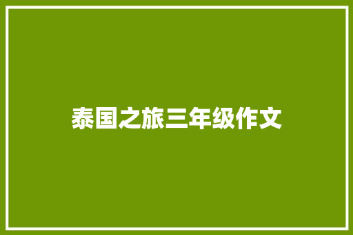 泰国之旅三年级作文 写作技巧