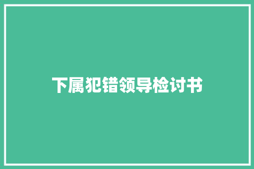 下属犯错领导检讨书 写作技巧